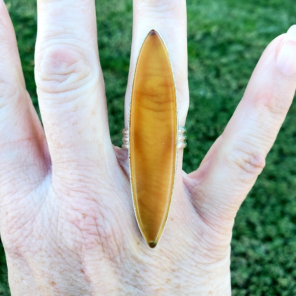 New Huge Chalcedony 925 Silver Ring. - Picture 8 of 12